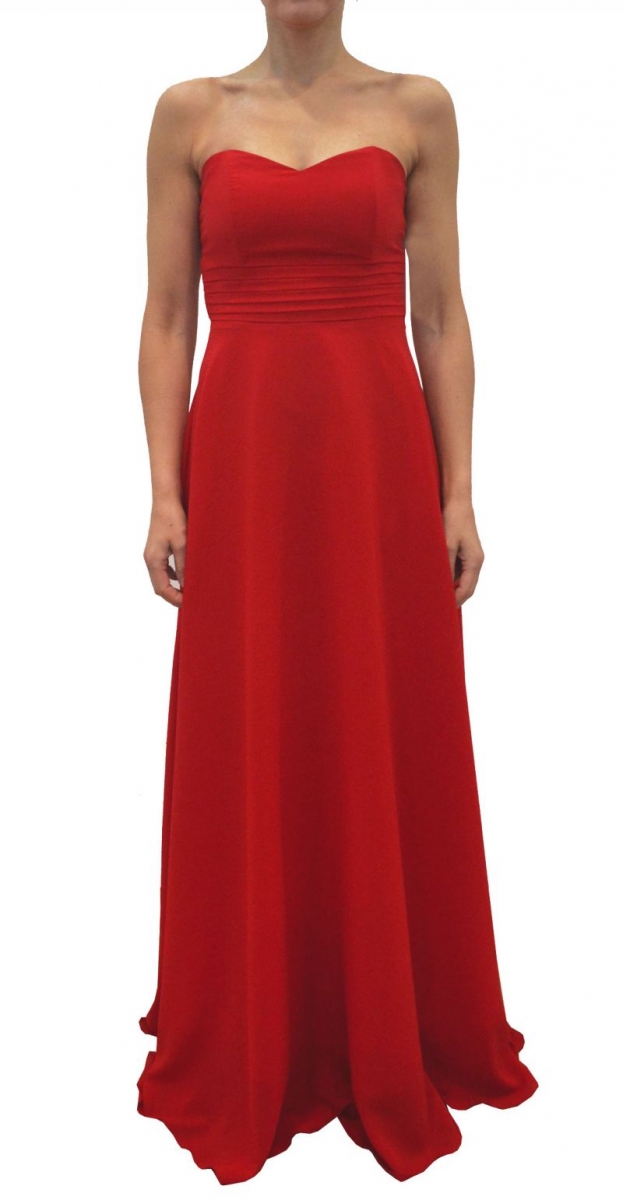 Vestido palabra de honor rojo con escote corazon de arimoka