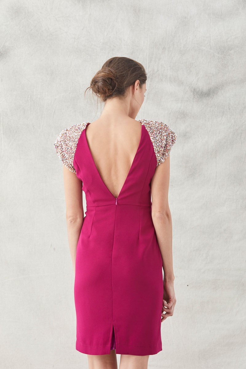 vestido corto lentejuelas frambuesa invitadas bodas eventos apparentia shopping