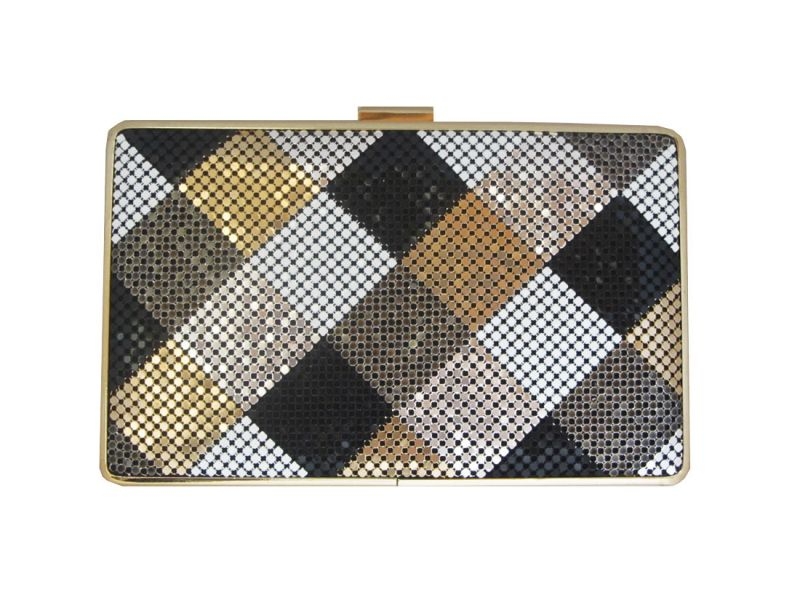 clutch de fiesta en tonos dorado plata negro y blanco online