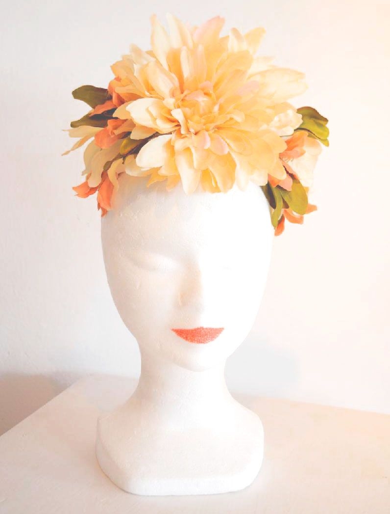 diadema flores y hojas nude naranja y verde de bouret online