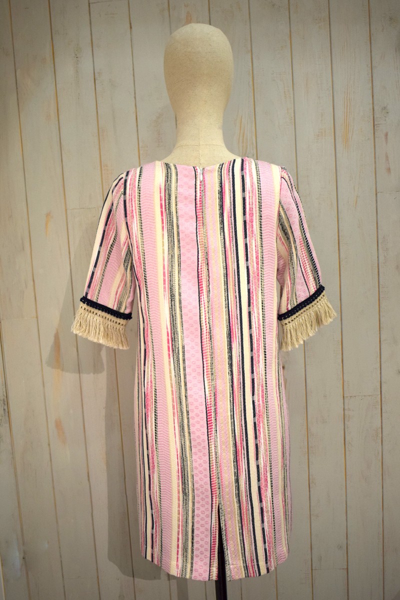 vestido de fiesta tela tipo chanel  corto rayas de colores para eventos fiestas apparentia