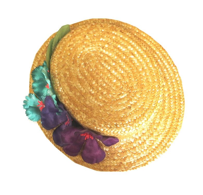 canotier de flores aguamerina y moradas para boda cocotel fiesta online