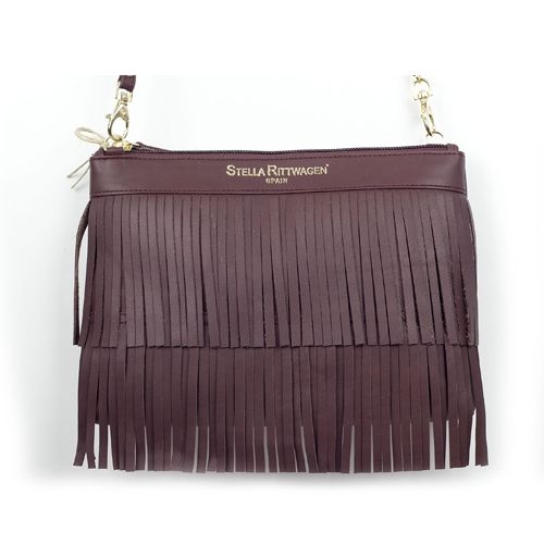 Cartera de mano bolso de flecos en piel granate stella rittwagen