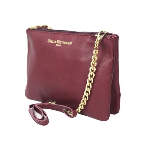 Bolso clutch piel burdeos SAN en piel de Stella Rittwagen