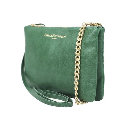 Bolso clutch piel verde SAN en piel de Stella Rittwagen