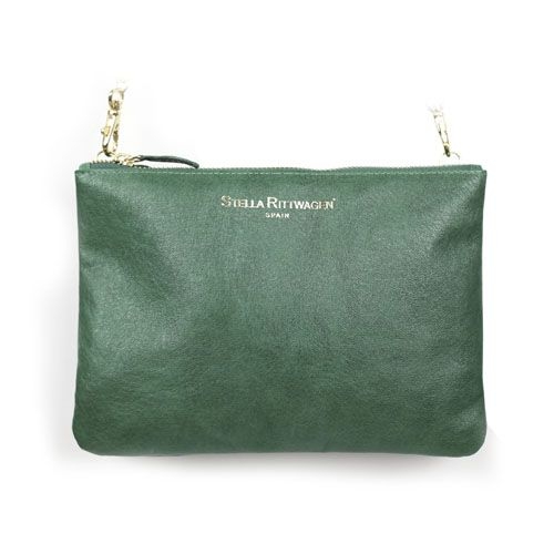Bolso clutch piel verde SAN en piel de Stella Rittwagen