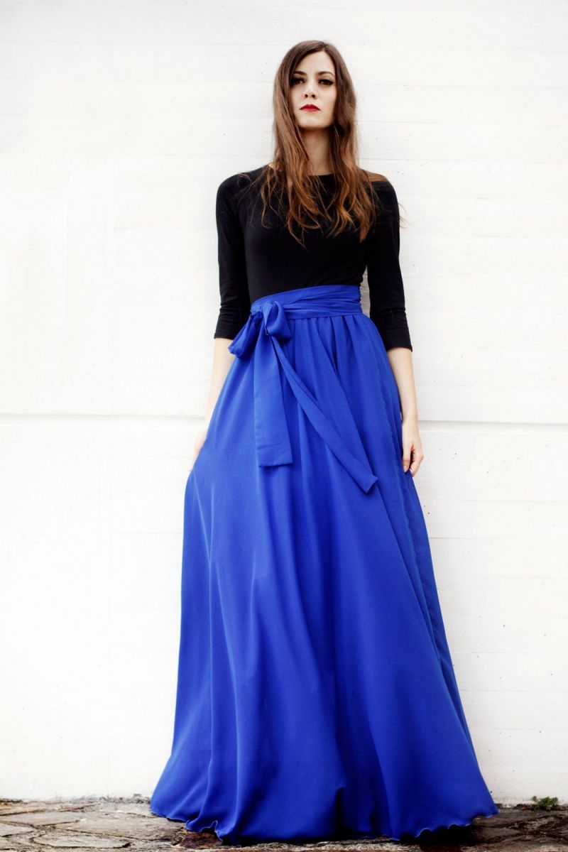 Vestidos largos de fiesta azul klein y negro de arimoka online traje de pantalon y blusa para fiesta boda de arimoka online