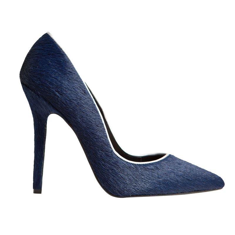 zapato de salon de piel de potro azul de mas34