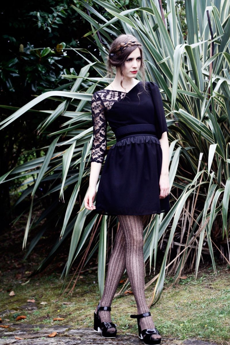 vestido negro con encaje para nochevieja fiesta online