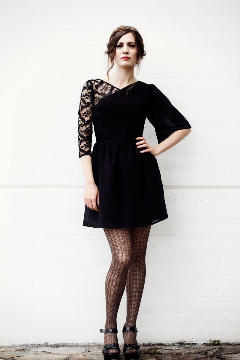 vestido corto fiesta negro con encaje para nochevieja fiesta fin de año online