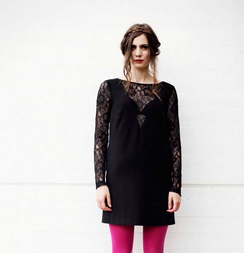 vestido negro con encaje para fiesta nochevieja boda on line de arimoka