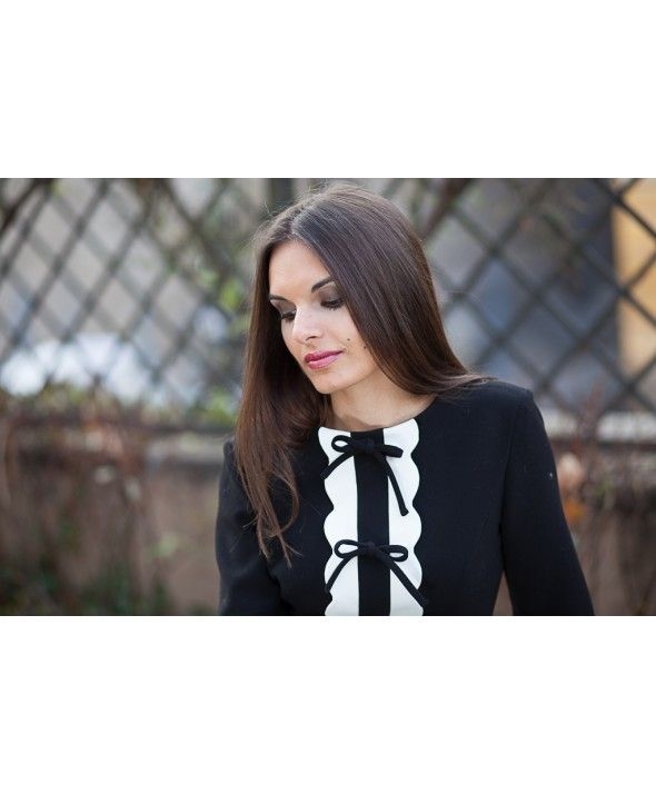 vestido bicolor para coctel fiesta online de blancaspina