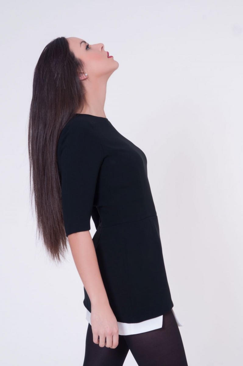 vestido fiesta nochevieja corto negro con falda asimetrica online blancaspina