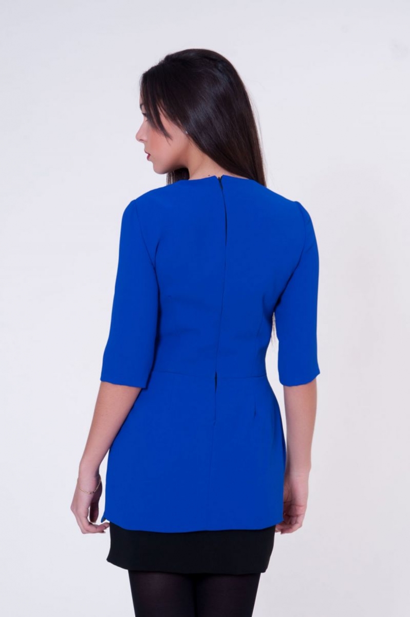 vestido fiesta nochevieja corto azul klein con falda asimetrica online blancaspina