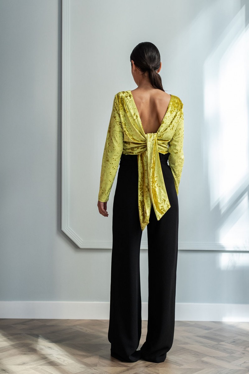 comprar online pantalon negro de terciopelo largo para eventos fiestas bautizos comuniones bodas apparentia