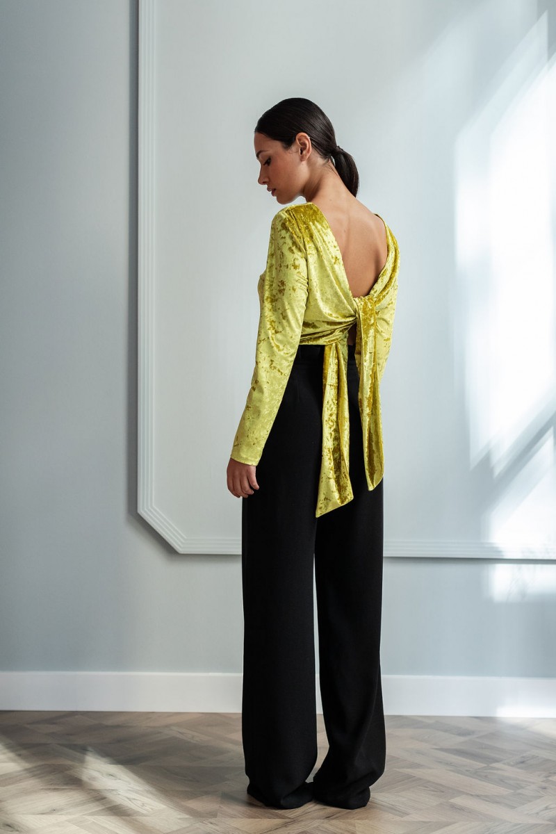 comprar online pantalon largo de terciopelo negro para eventos fiestas apparentia