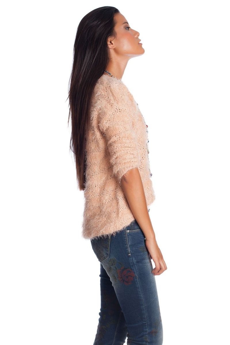 Sueter rosa palo de punto esponjoso