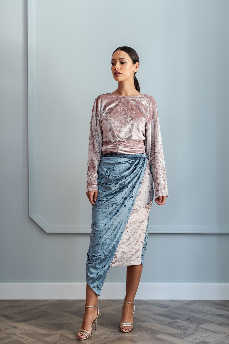 falda para invitada de corte midi asimetrica para invitadas apparentia party weddings coctel nochevieja