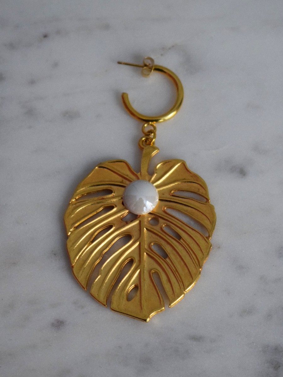 comprar online pendientes dorados en forma de hoja para invitadas fiestas eventos ocasiones especiales nochevieja apparentia