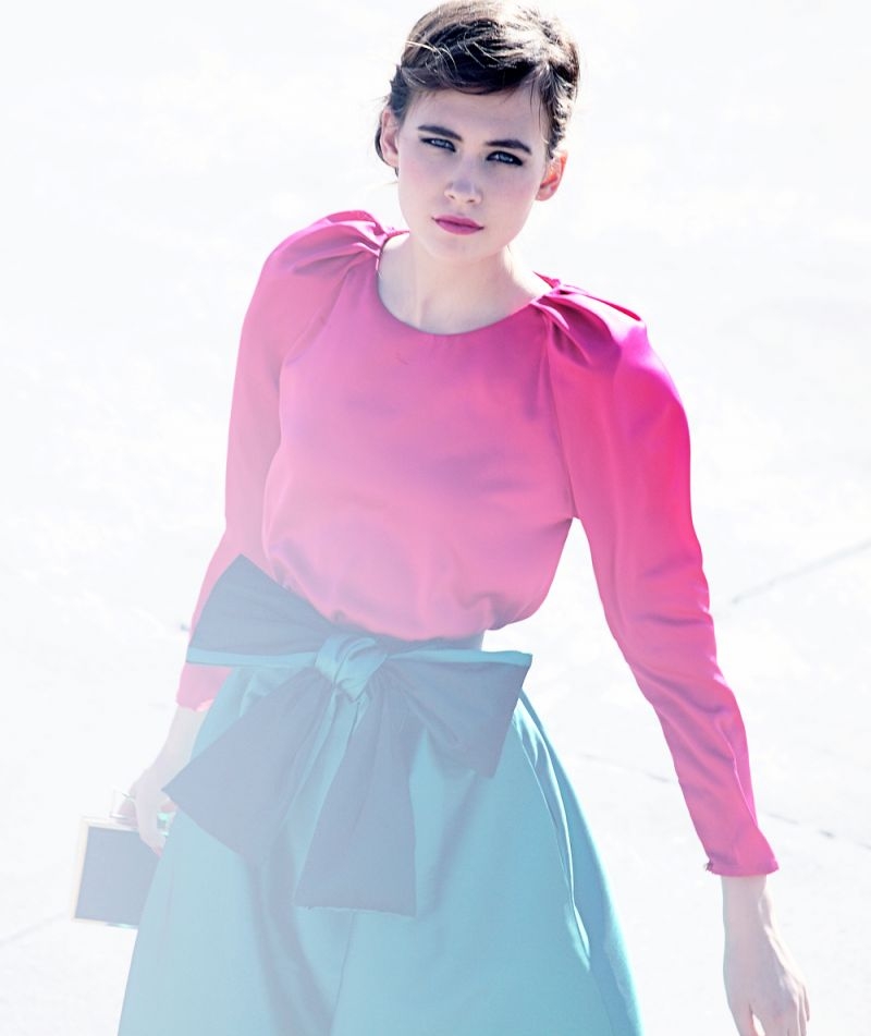 blusa rosa mangas abullonadas para boda y nochevieja