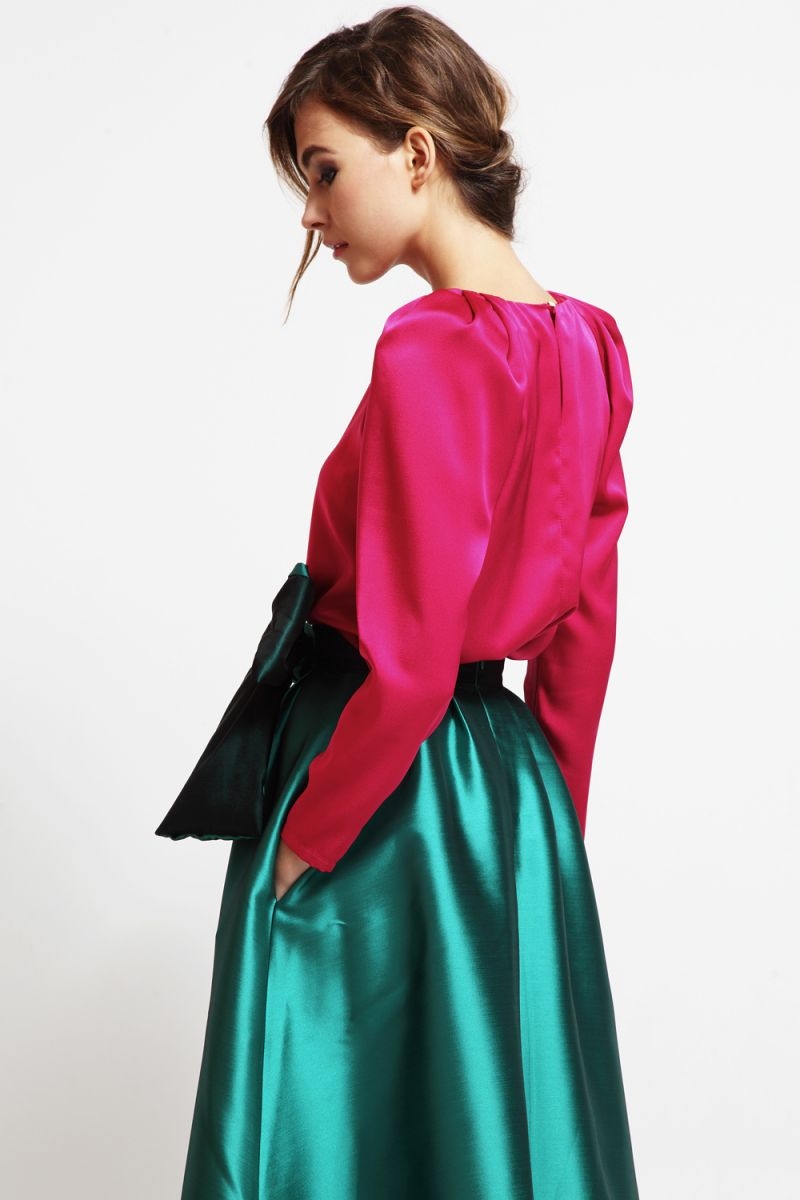 blusa blanca mangas abullonadas para boda y nochevieja