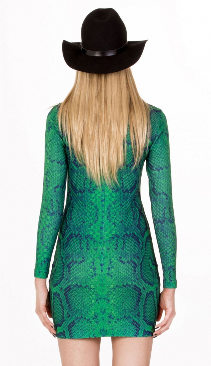 vestido de fiesta verde estampado serpiente  felipe albernaz