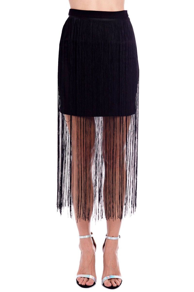 falda negra brocada de q2 online