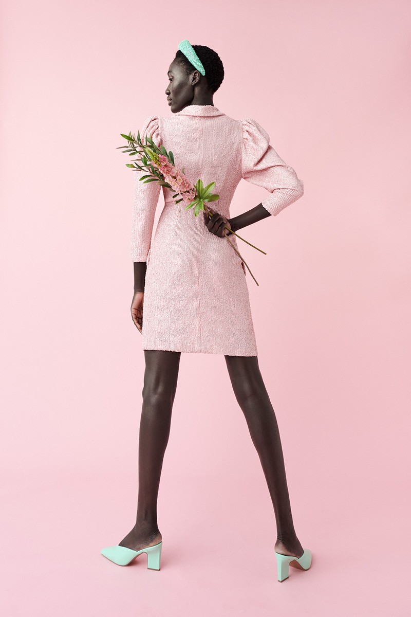 vestido de fiesta corto de lentejuelas rosas para boda evento nochevieja