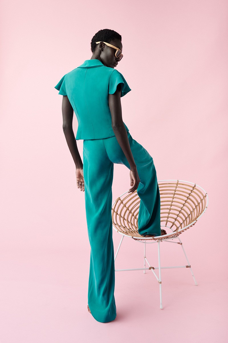 comprar online traje de chaleco y pantalón palazzo turquesa para invitada boda, evento, comunion, fiesta