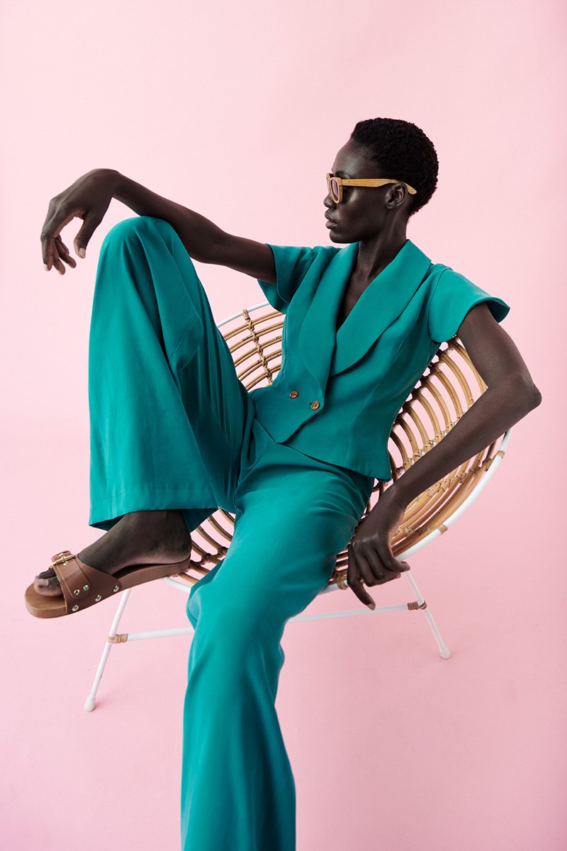 comprar online traje de fiesta de chaleco y pantalón palazzo turquesa para invitada boda, evento, comunion