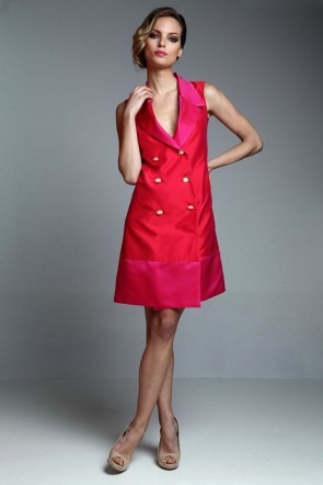 vestido esmoquin corto bicolor rojo rosa de apparentia collection online