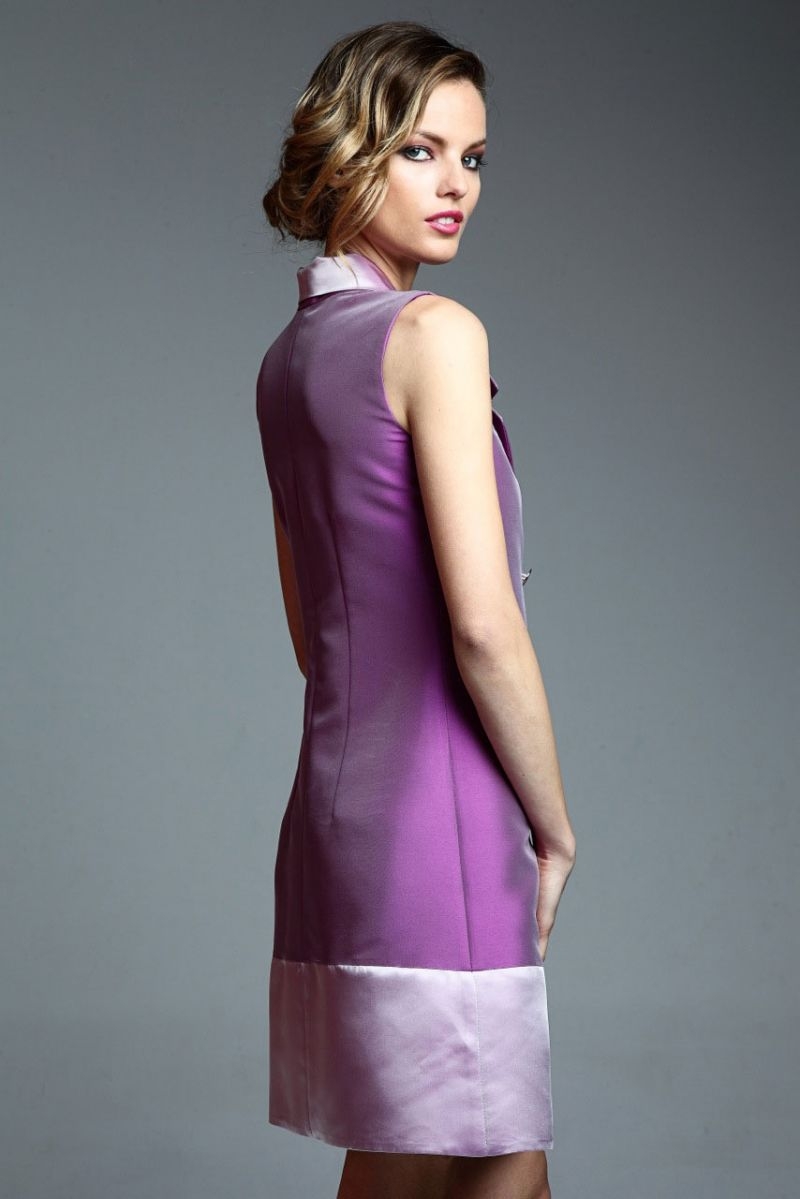 vestido esmoquin corto bicolor con botones dorados de apparentia collection online para fiesta boda coctel online