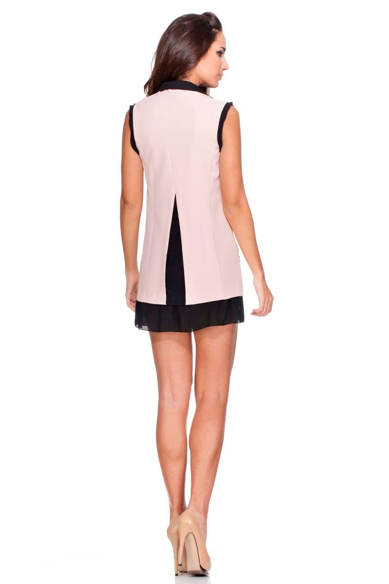 vestido corto ros apalo tipo blazer con detalles de gasa negra de rocknrom online