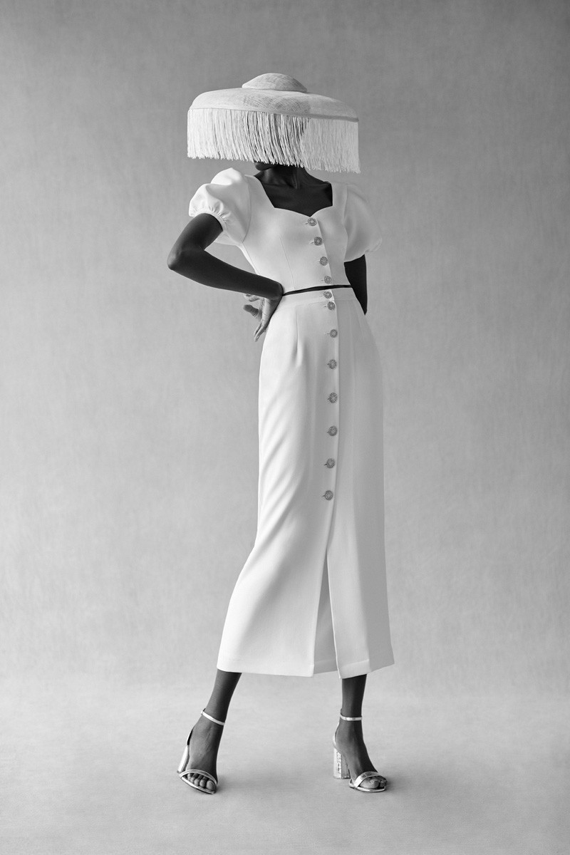 comprar online conjunto de top corto joya y falda midi con botones para novia civil