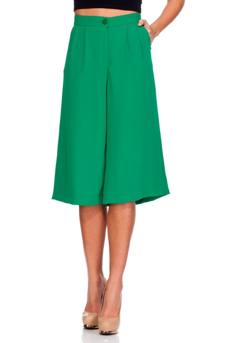 Pantalón ancho  por encima de la rodilla verde de rocknrom online