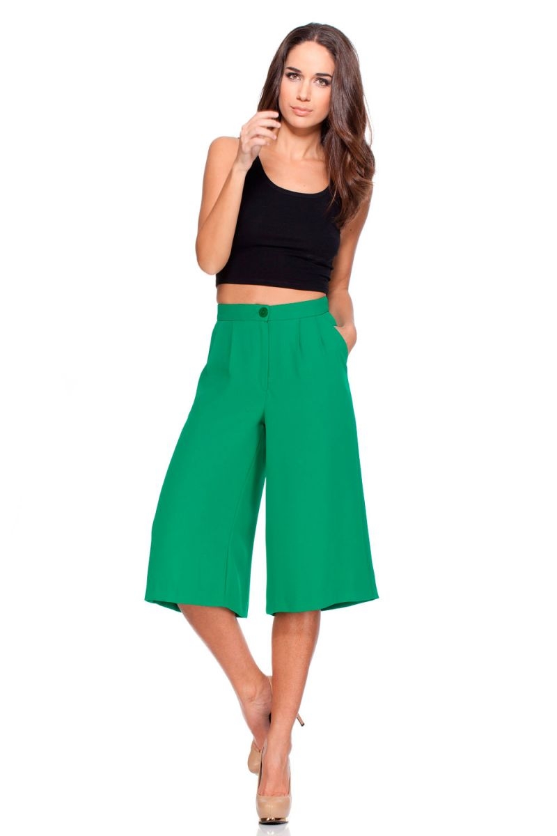rocknrom Pantalón ancho  por encima de la rodilla verde