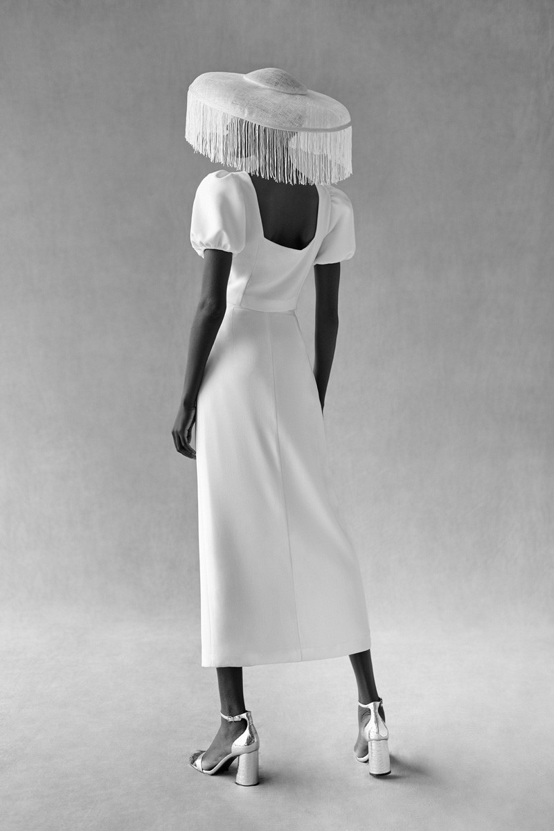 Top joya blanco con manga abullonado para novia civil