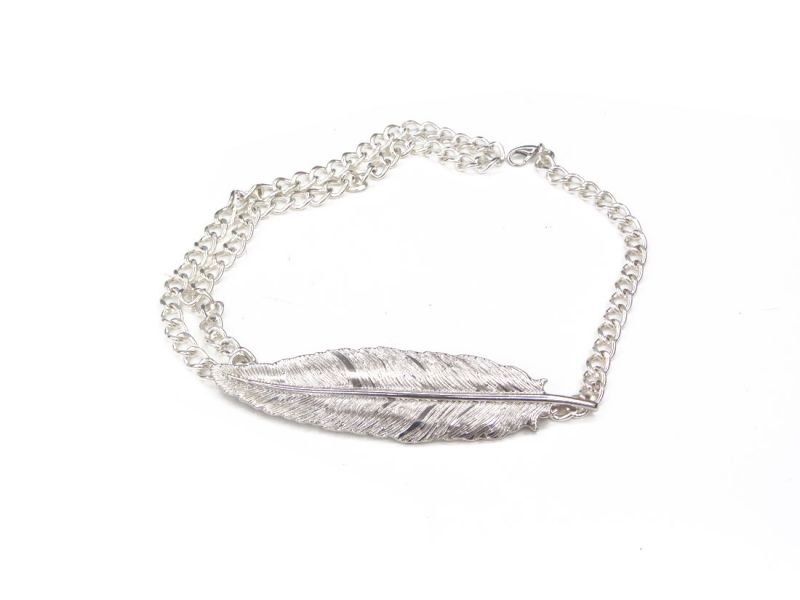 Cinturón de de hoja plata y cadena para invitadas boda, bautizo, comunion, coctel online