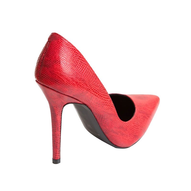 zapato de salon de piel con estampado de serpiente rojo mas34 online