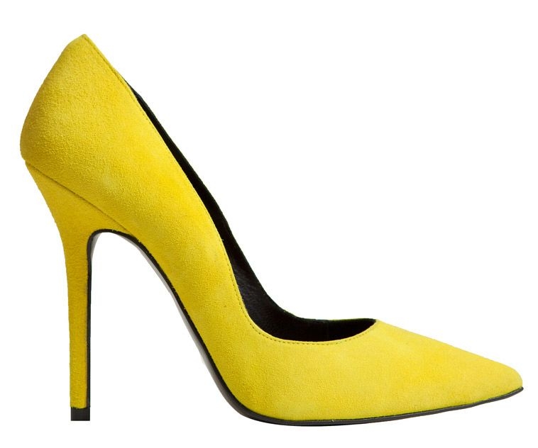 Zapatos salon stiletto de ante en color fluor amarillo de 10,5 cm de mas34