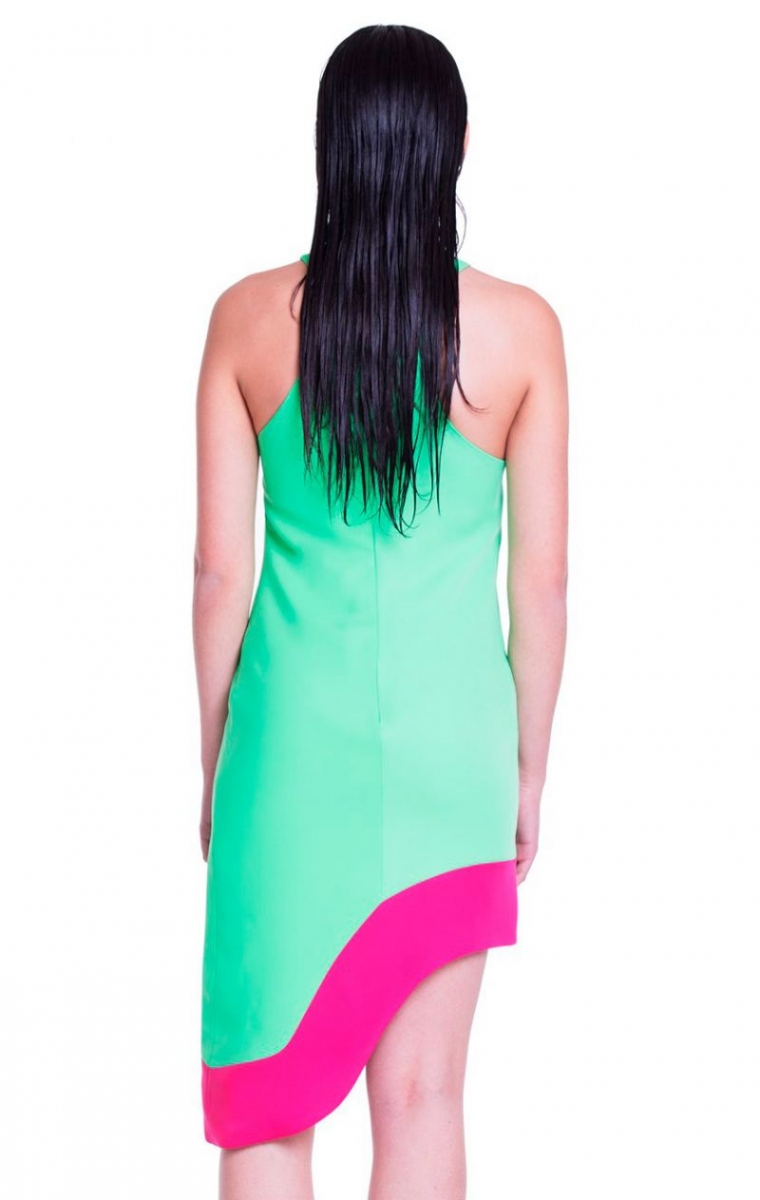 vestido de fiesta corto verde asimetrico de felipe albernaz