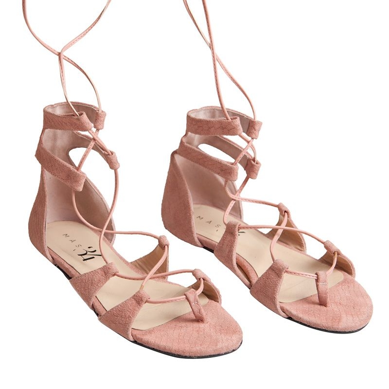 Sandalias romanas planas ante rosa de mas34