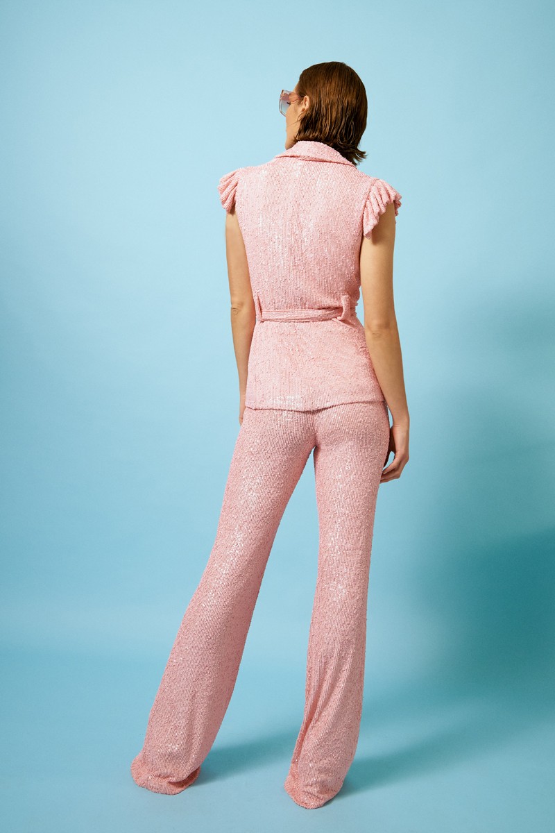 comprar traje de lentejuelas con chaleco de volante y palazzo para invitadas boda bautizo comunion online apparentia