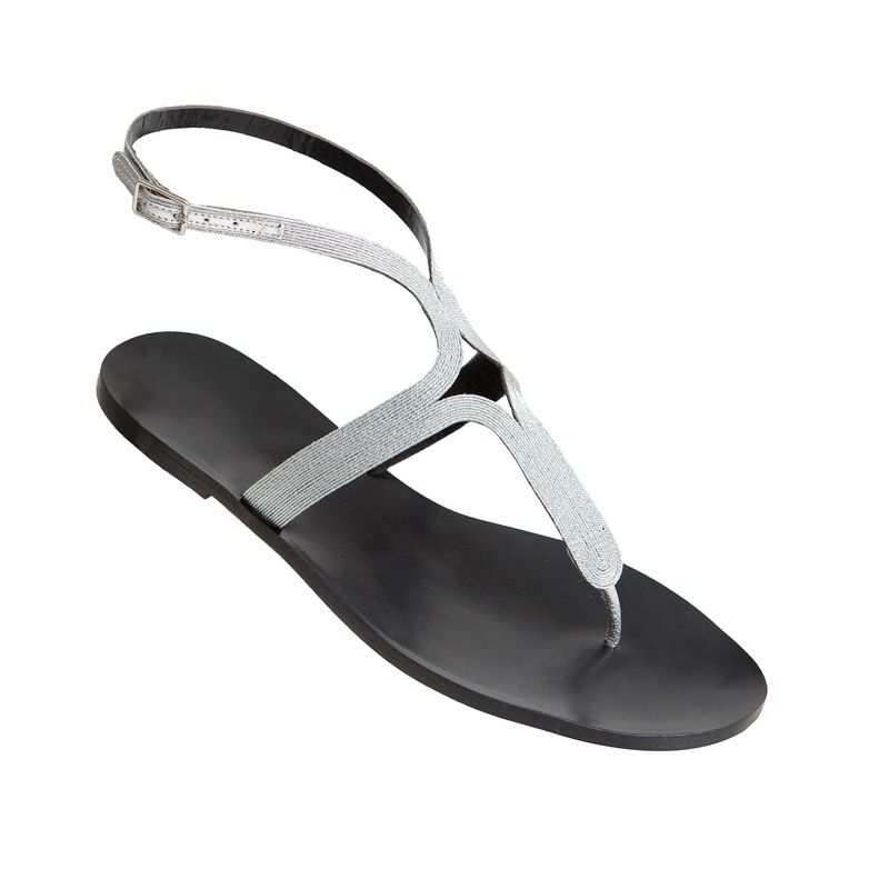 Sandalias planas en color gris plata de mas34