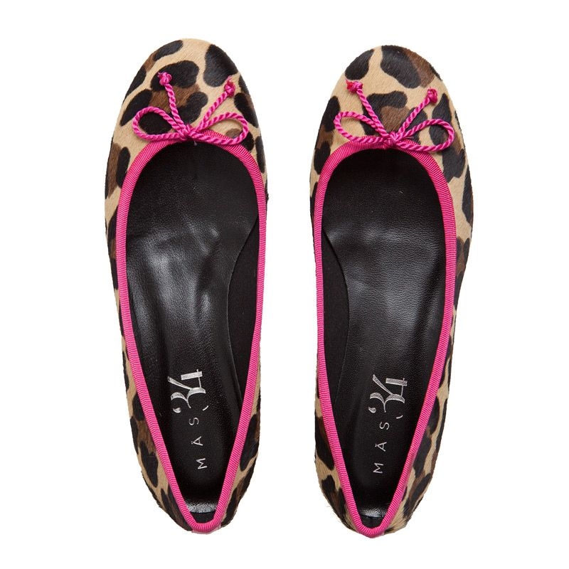 Bailarinas estampado leopardo animal print con ribete fucsia de mas34