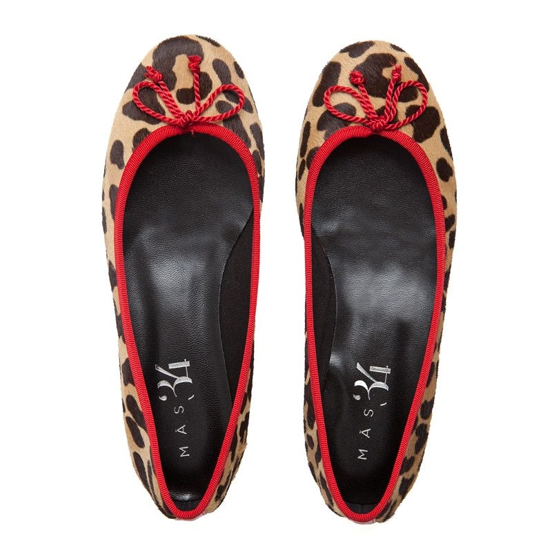 Bailarinas animal print estampado leopardo ribete rojo de mas34