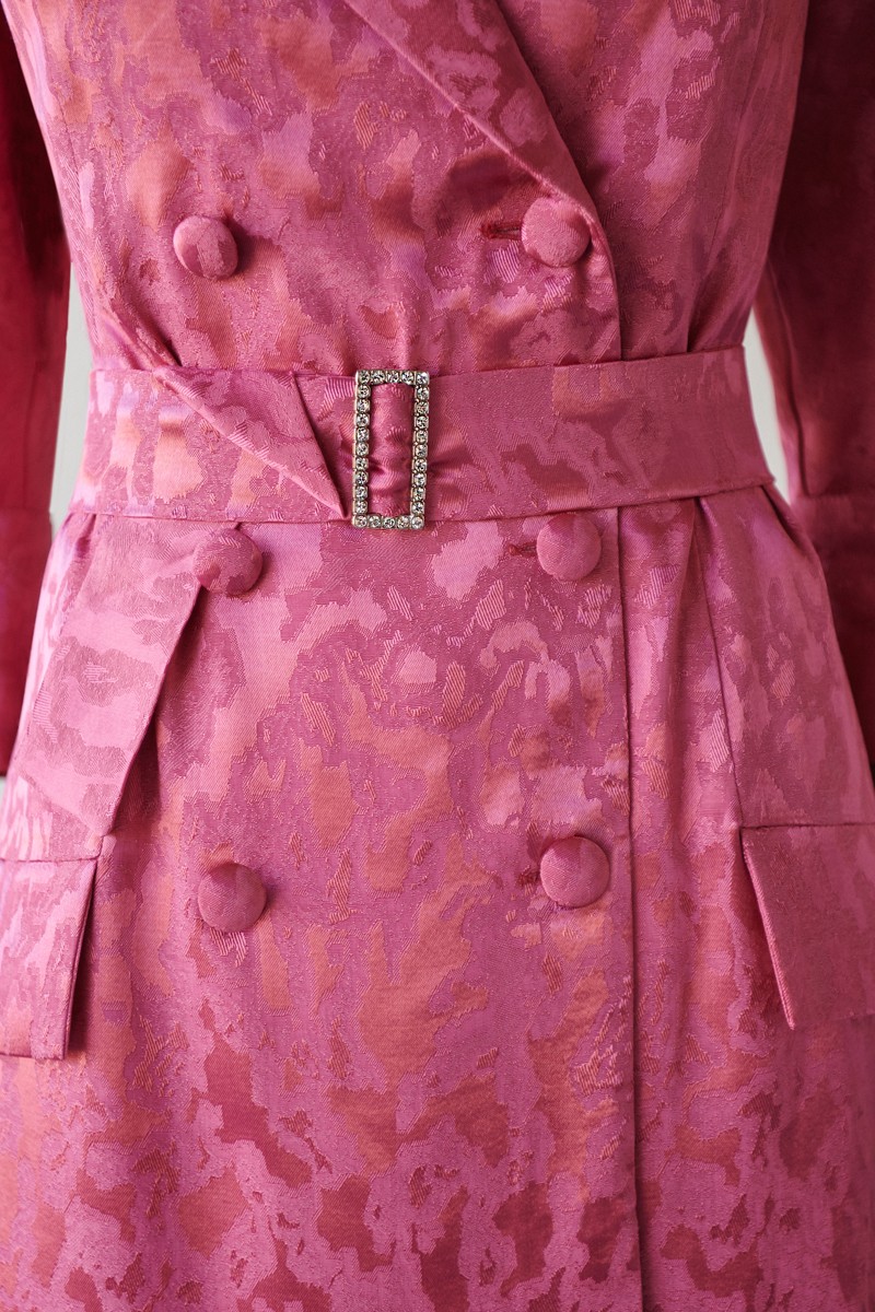 vestido corto rosa con manga abullonada para invitada a boda, bautizo, comunion, coctel, graduacion, fiesta, comprar online