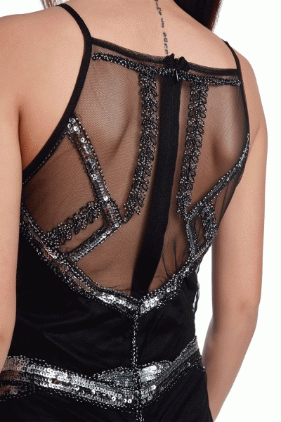 vestido de lentejuelas en color negro para cocktail y fiestas de Q2