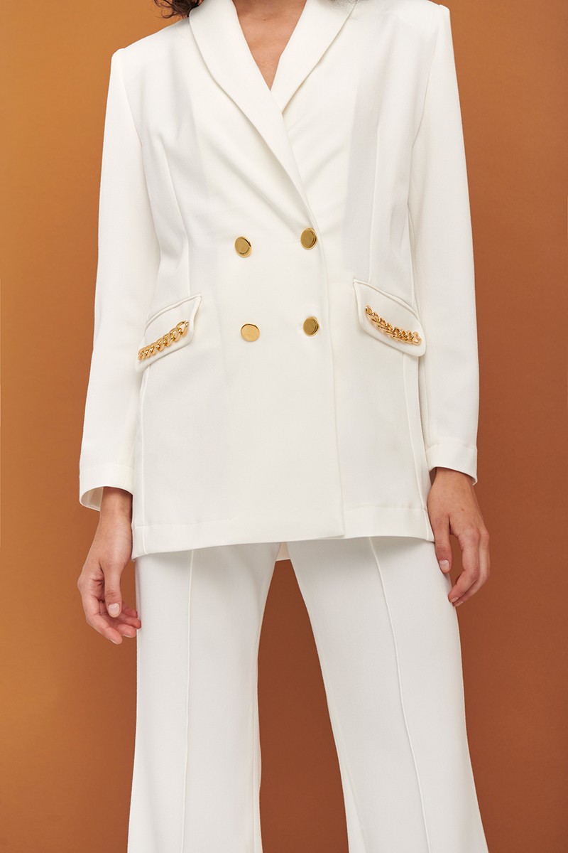 Pantalón ancho blanco con cadena