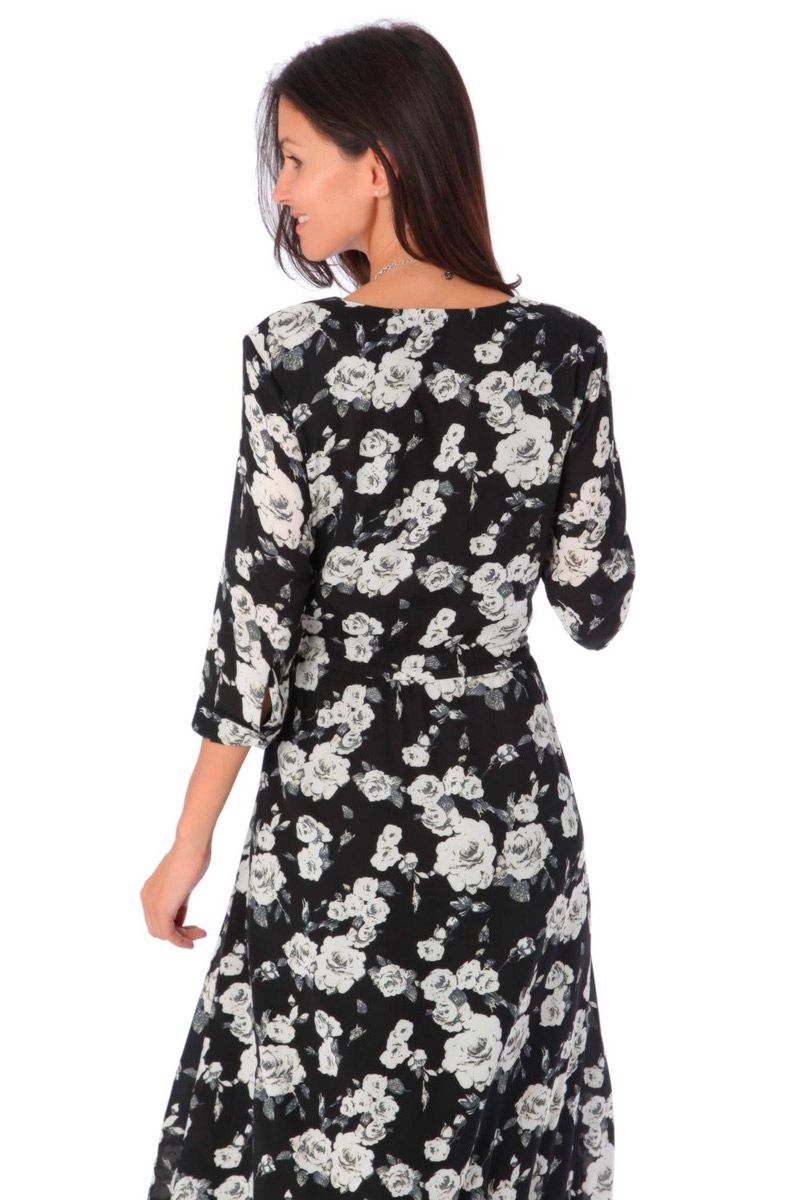 comprar vestido largo vaporoso blanco y negro de flores de q2 en apparentia